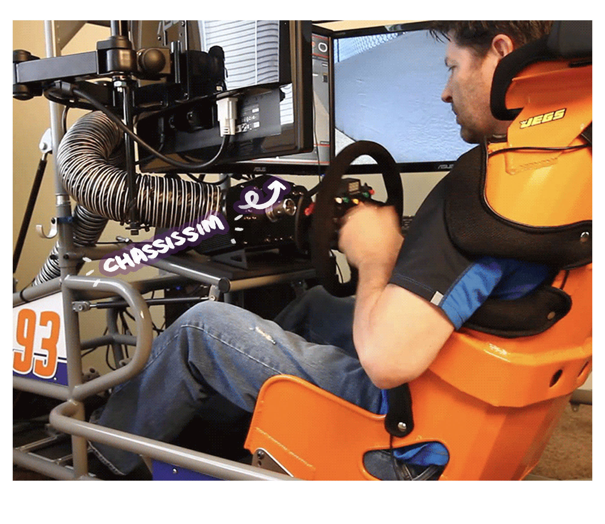 A photograph of someone testing out the AR simulator, ChassisSim.